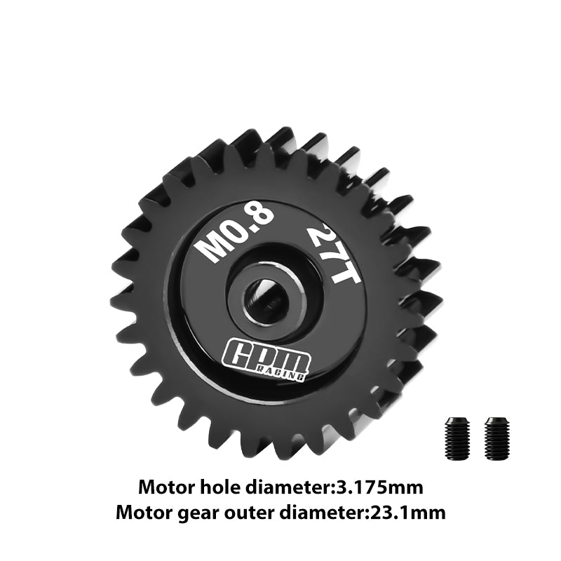 GPM RACING,SCALE ACCESSORIES 40Cr STEEL MOTOR GEAR 27T (32 PITCH,MODULE: 0.8MM,MOTOR TOOTH DIAMETER: 3.175MM) MG327T/0.8M