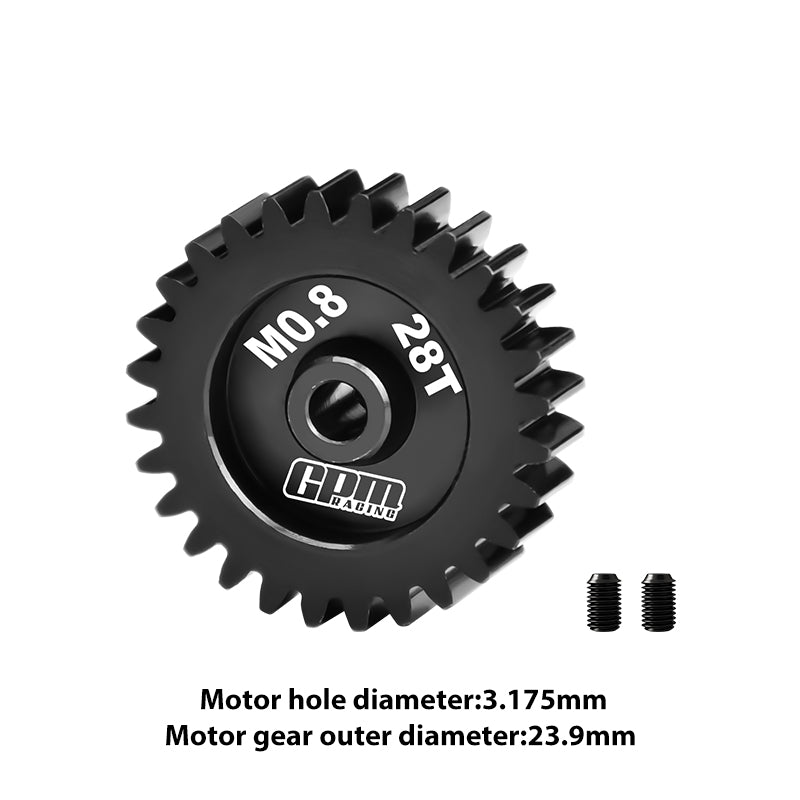 GPM RACING,SCALE ACCESSORIES 40Cr STEEL MOTOR GEAR 28T (32 PITCH,MODULE: 0.8MM,MOTOR TOOTH DIAMETER: 3.175MM) MG328T/0.8M