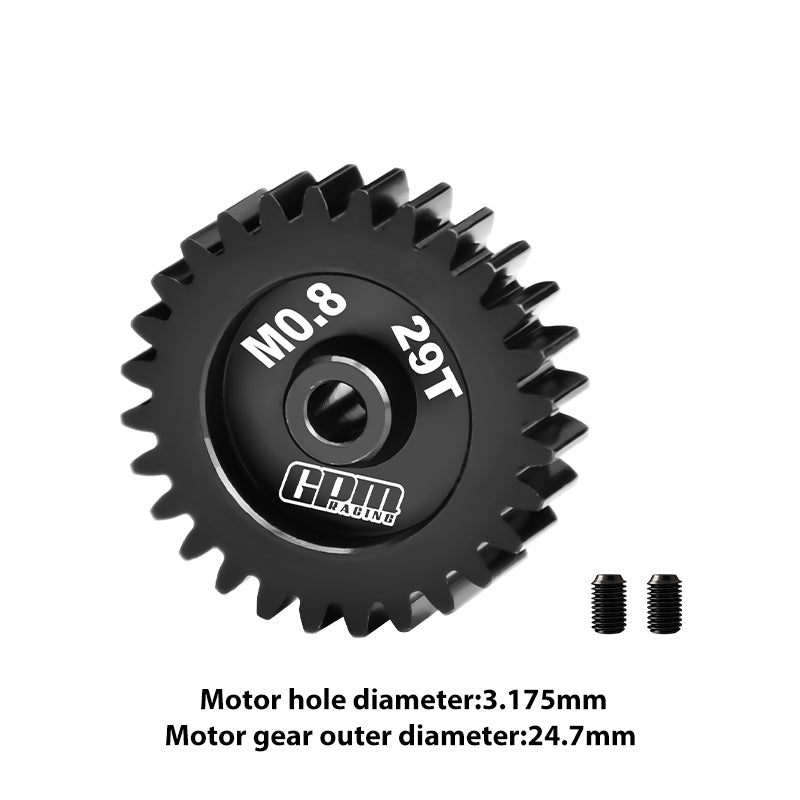 GPM RACING,SCALE ACCESSORIES 40Cr STEEL MOTOR GEAR 29T (32 PITCH,MODULE: 0.8MM,MOTOR TOOTH DIAMETER: 3.175MM) MG329T/0.8M
