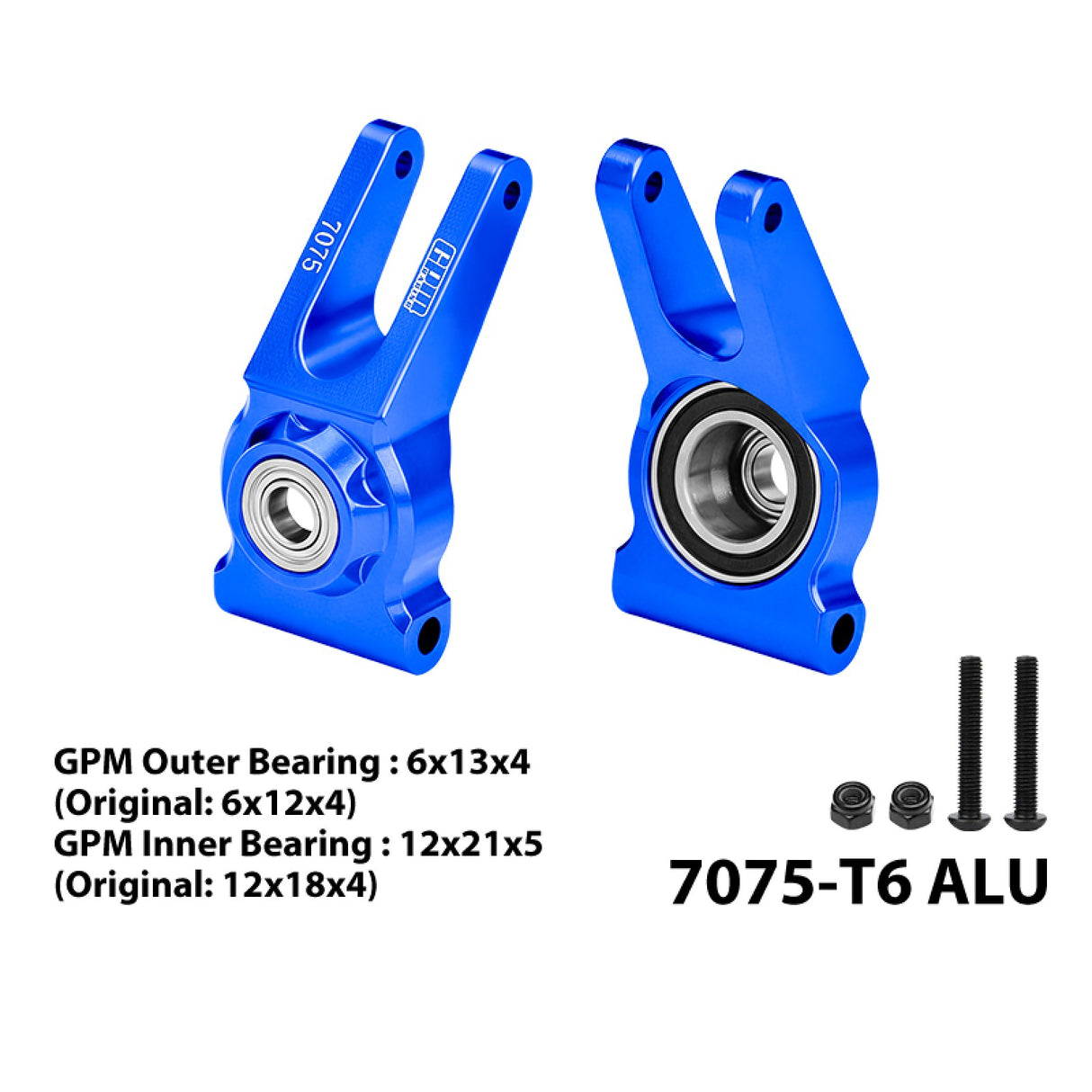 GPM RACING,ARRMA-GORGON SENTON VORTEKS BIG ROCK ALUMINUM 7075 REAR HUB(LARGER INNER BEARINGS) MGO022