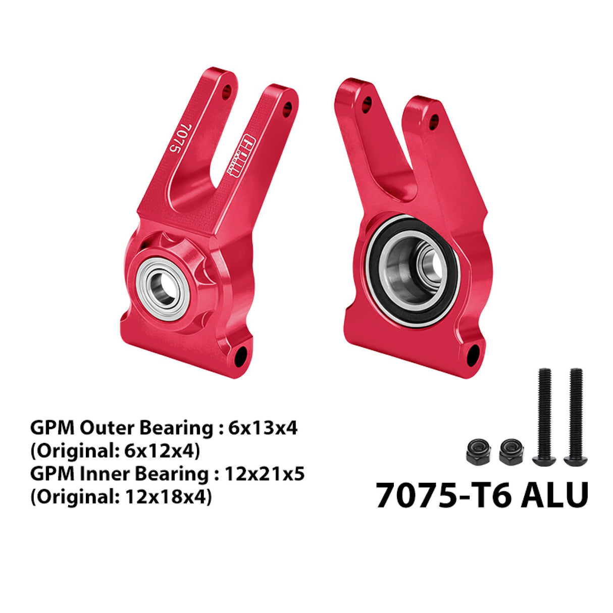 GPM RACING,ARRMA-GORGON SENTON VORTEKS BIG ROCK ALUMINUM 7075 REAR HUB(LARGER INNER BEARINGS) MGO022