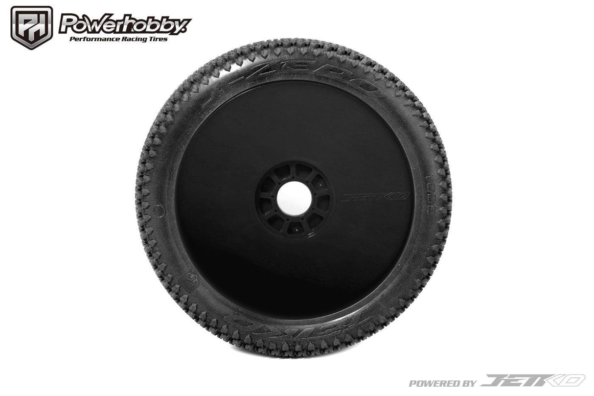 Powerhobby J-Zero 1/8 Buggy Tires Black Dish Wheels (2) Medium Soft Unglued