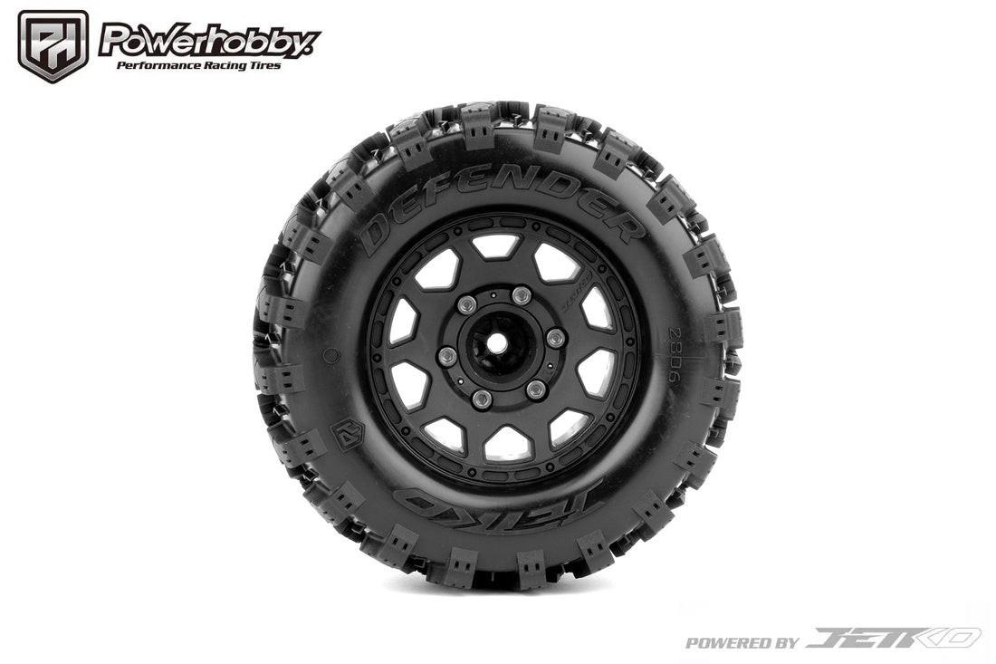 Powerhobby 1/10 2.8" MT Defender Belted Mounted Tires (2) w/ Removable Hex Wheels
