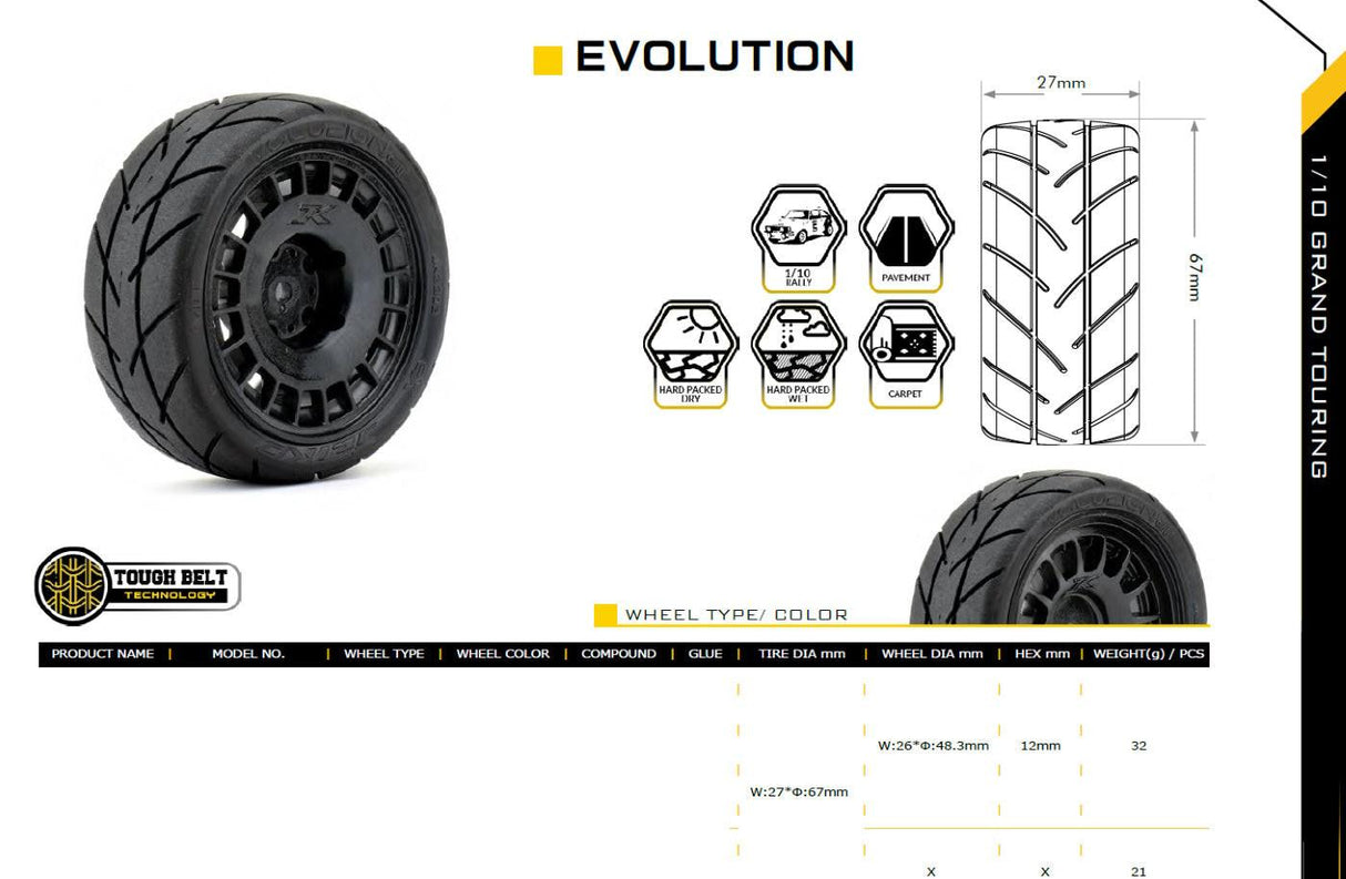 Powerhobby 1/10 Rally Car Evolution Mounted Tires Radial Wheels (4) Super Soft