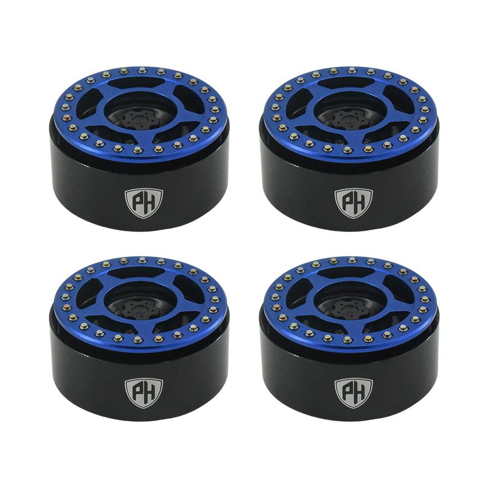 Powerhobby Aluminum 2.2" Beadlock Wheels Blue (4) 1/10 Rock Crawler