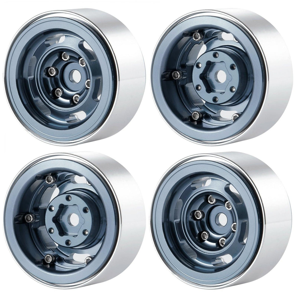 Powerhobby 1.0" Beadlock Wheels Grey (4) 1/24 Rock Crawler