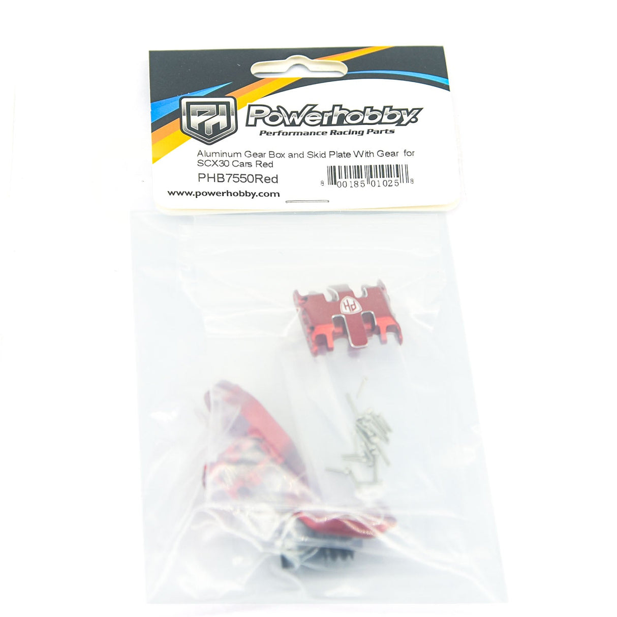 Powerhobby Aluminum Gear Box + Skid Plate With Gears Red Axial SCX30