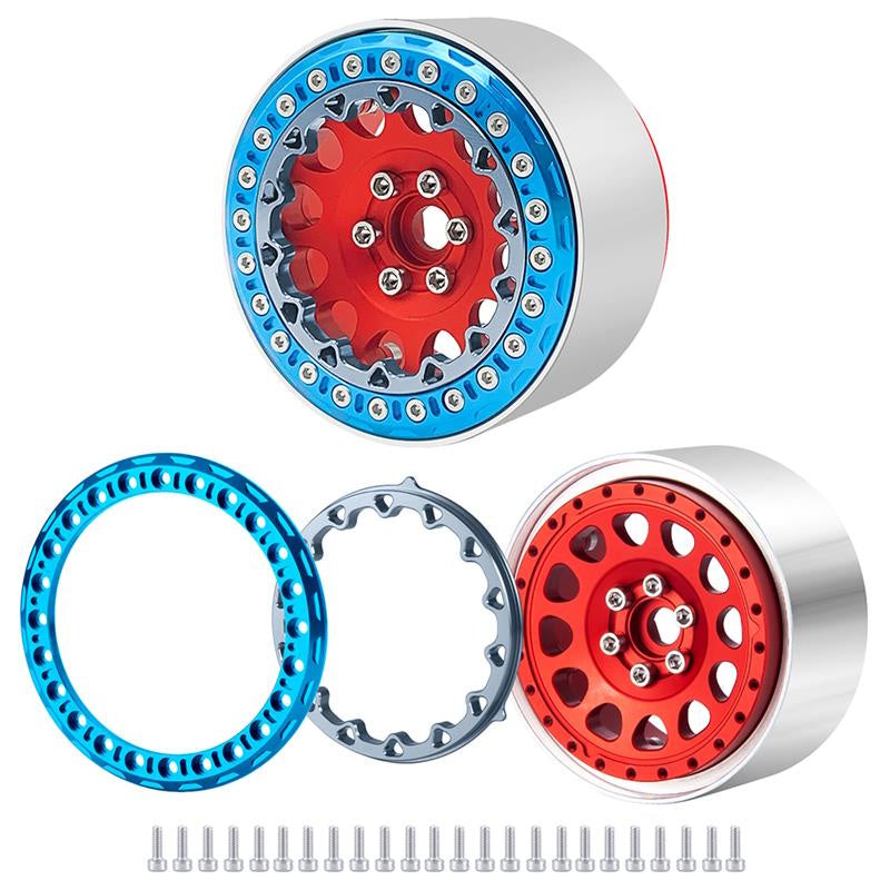 Powerhobby 2.2" Aluminum Wheels Blue / Red (4) 1/10 Rock Crawler