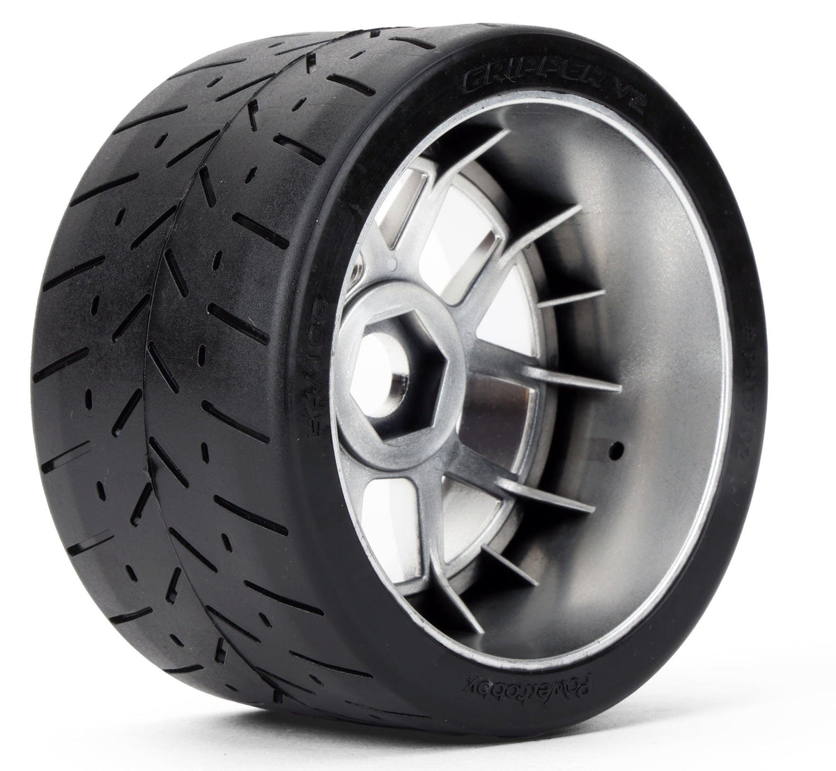 Powerhobby 1/8 Gripper 54/100 Belted Mounted Tires 17mm Chrome Wheels V2 (2)