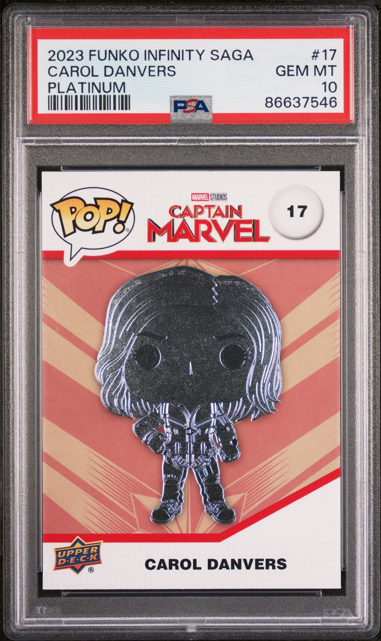 2023 UPPER DECK FUNKO POP MARVEL CAROL DANVERS PLATINUM #17 PSA 10