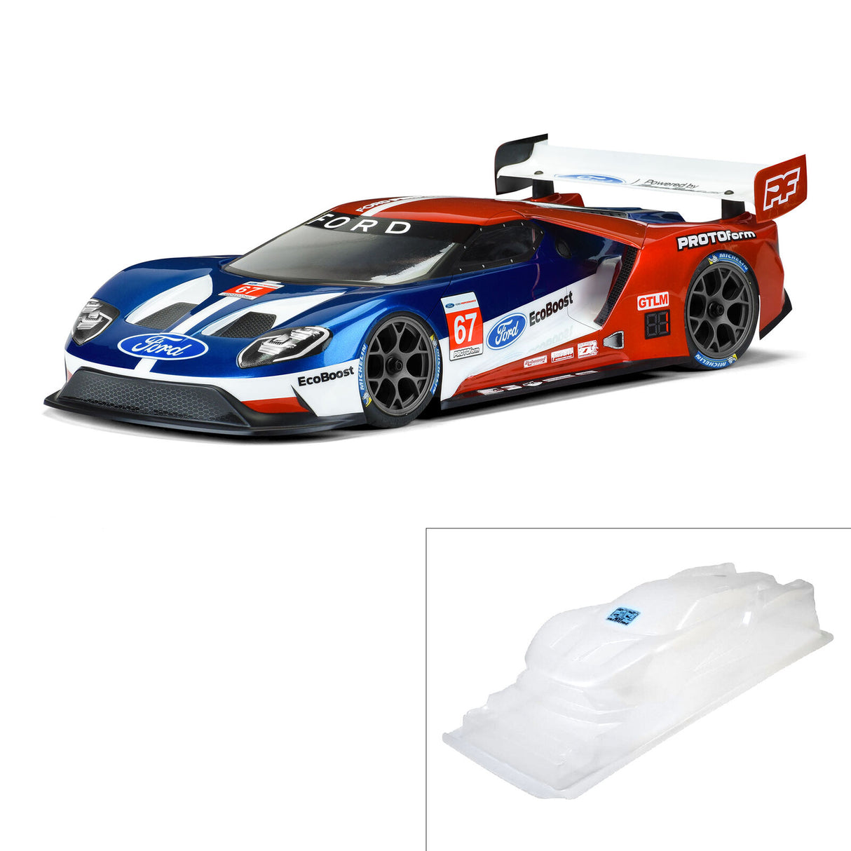 Protoform PRM155025 1/10 Ford GT LW Clear Body: 190mm Touring Car with LP shock towers