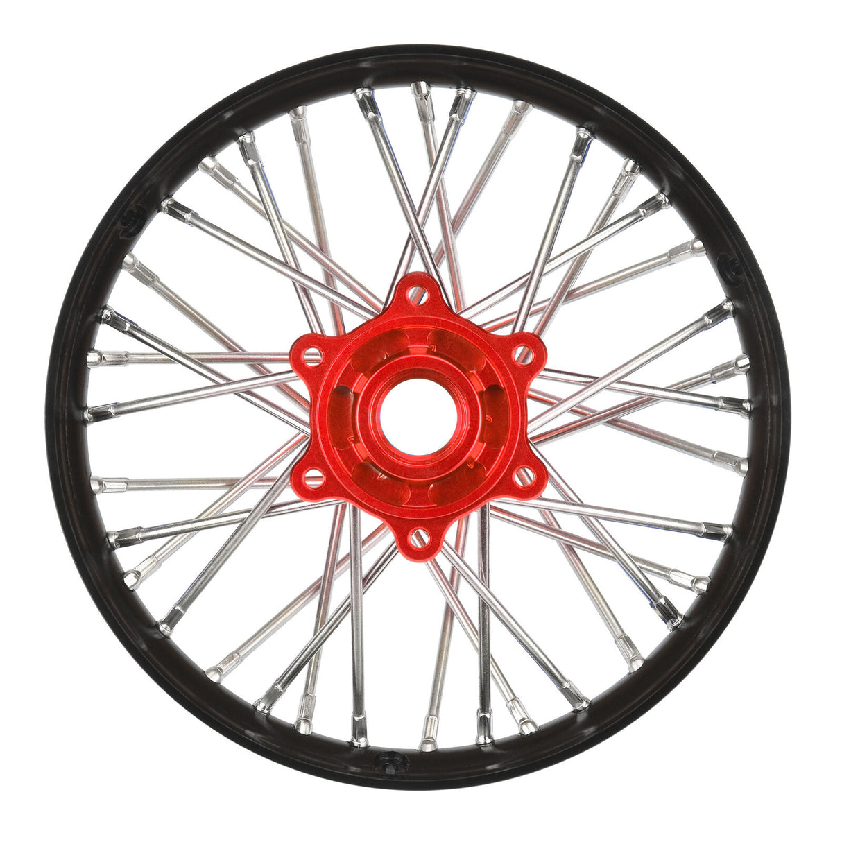 PROLINE RACING PRO283700T2 1/4 Pro-Spec Aluminum V2 Bead Rear Wheel Black/Red (1): Promoto-MX
