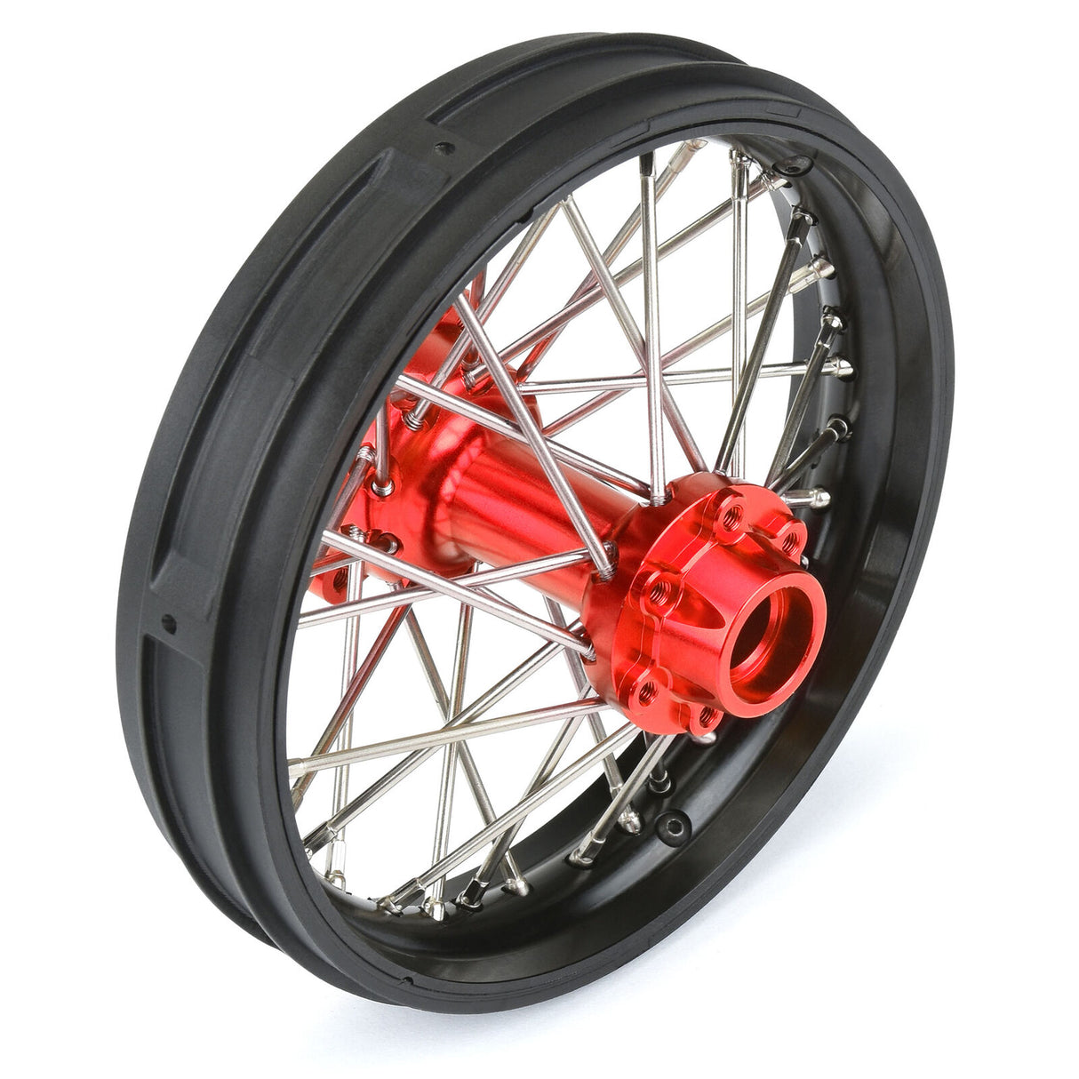 PROLINE RACING PRO283700T2 1/4 Pro-Spec Aluminum V2 Bead Rear Wheel Black/Red (1): Promoto-MX