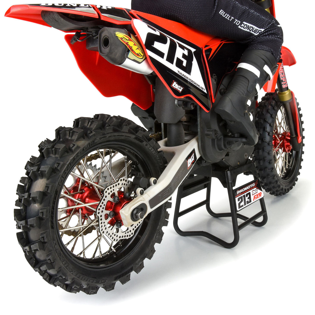 PROLINE RACING PRO283700T2 1/4 Pro-Spec Aluminum V2 Bead Rear Wheel Black/Red (1): Promoto-MX