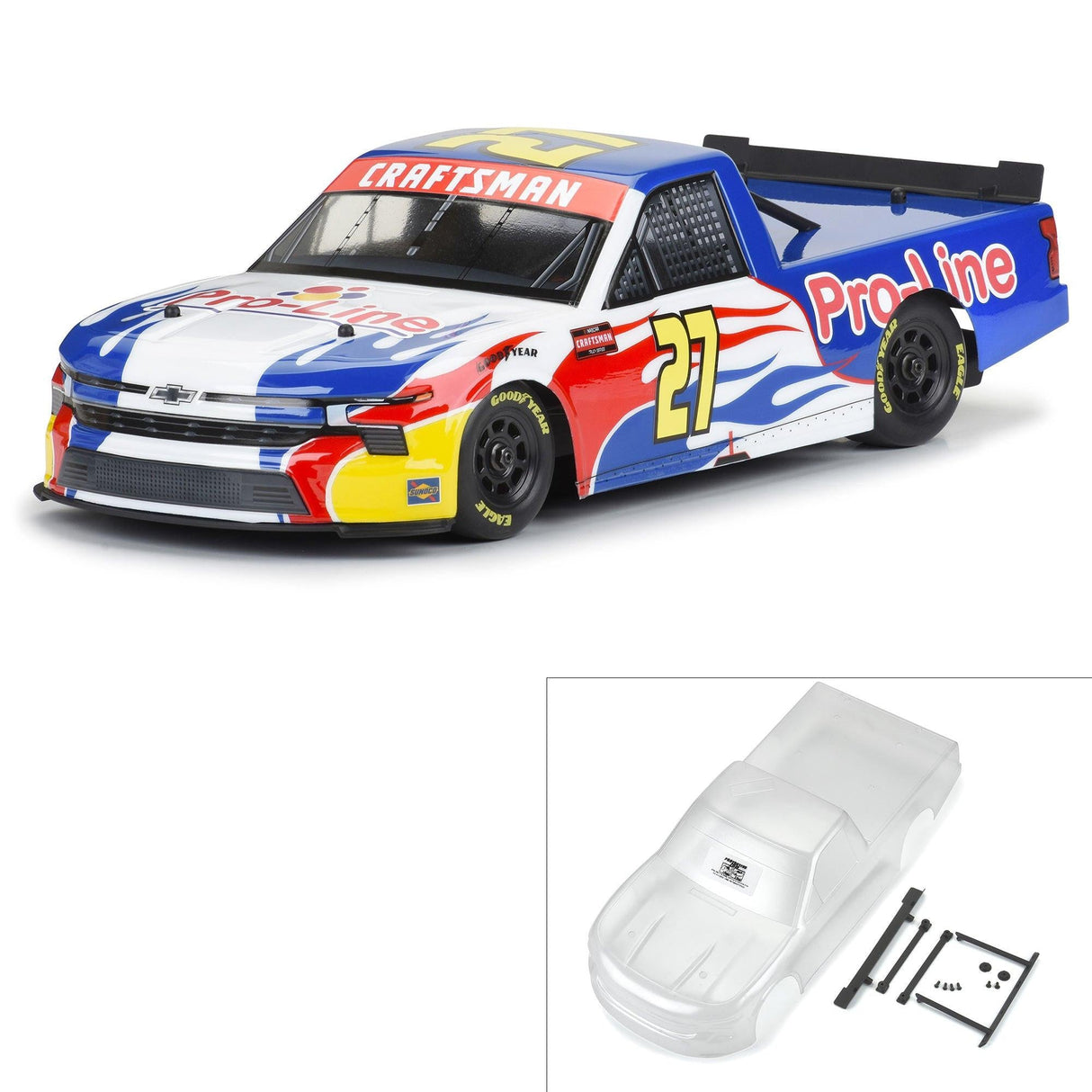 Pro-lIne 1/12 Pre-Cut 2024 Chevy Silverado Truck Clear Body Losi NASCAR