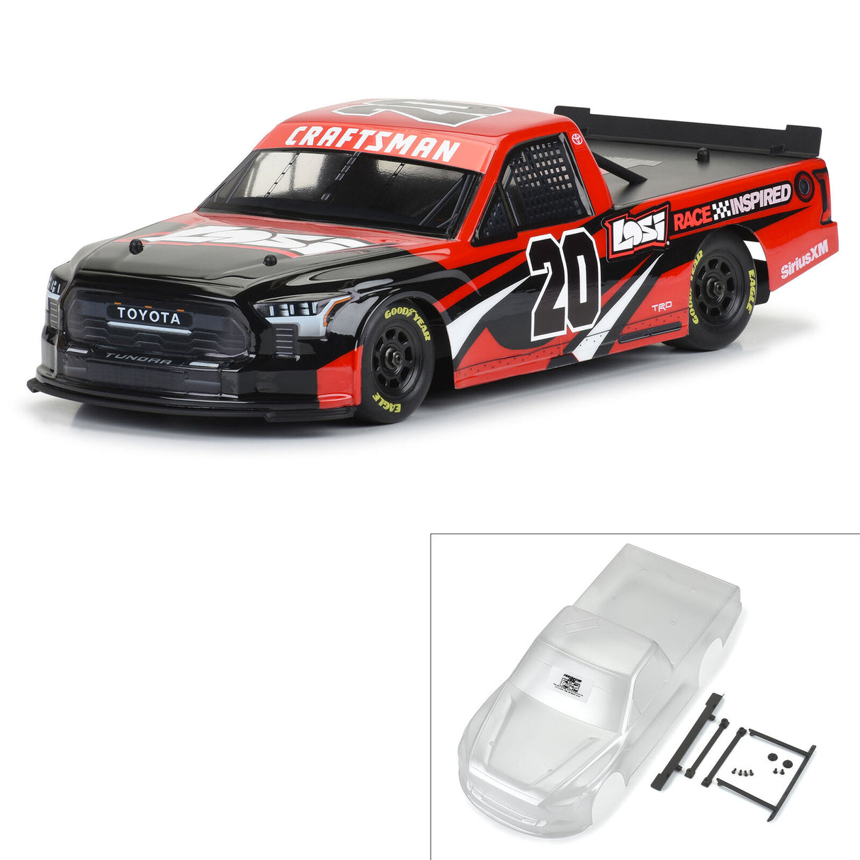 Proline PRO365500 1/12 Pre-Cut 2024 Toyota Tundra Truck Clear Body: Losi NASCAR