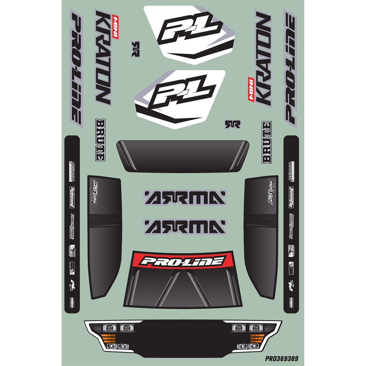 Pro Line PRO369320 1/16 Limited Edition Pre-Cut/Pre-Painted Brute Body Ghostfire with Clipless System: ARRMA MINI KRATON