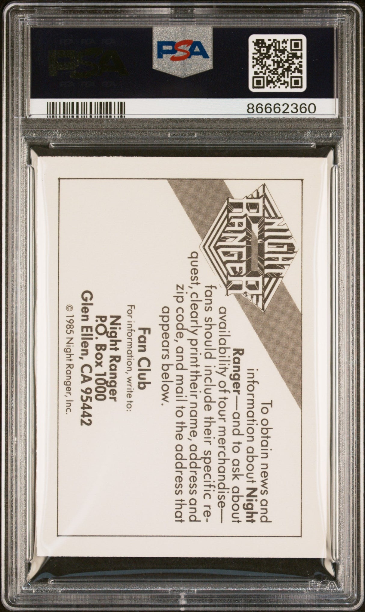 1985 WONDER BREAD ROCK STARS NIGHT RANGER ROCK STARS # - PSA 10