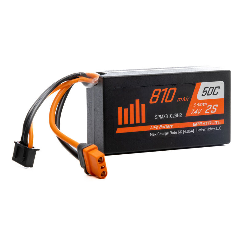 SPEKTRUM SPMX8102SH2 7.4V 810mAh 2S 50C LiPo Battery: IC2