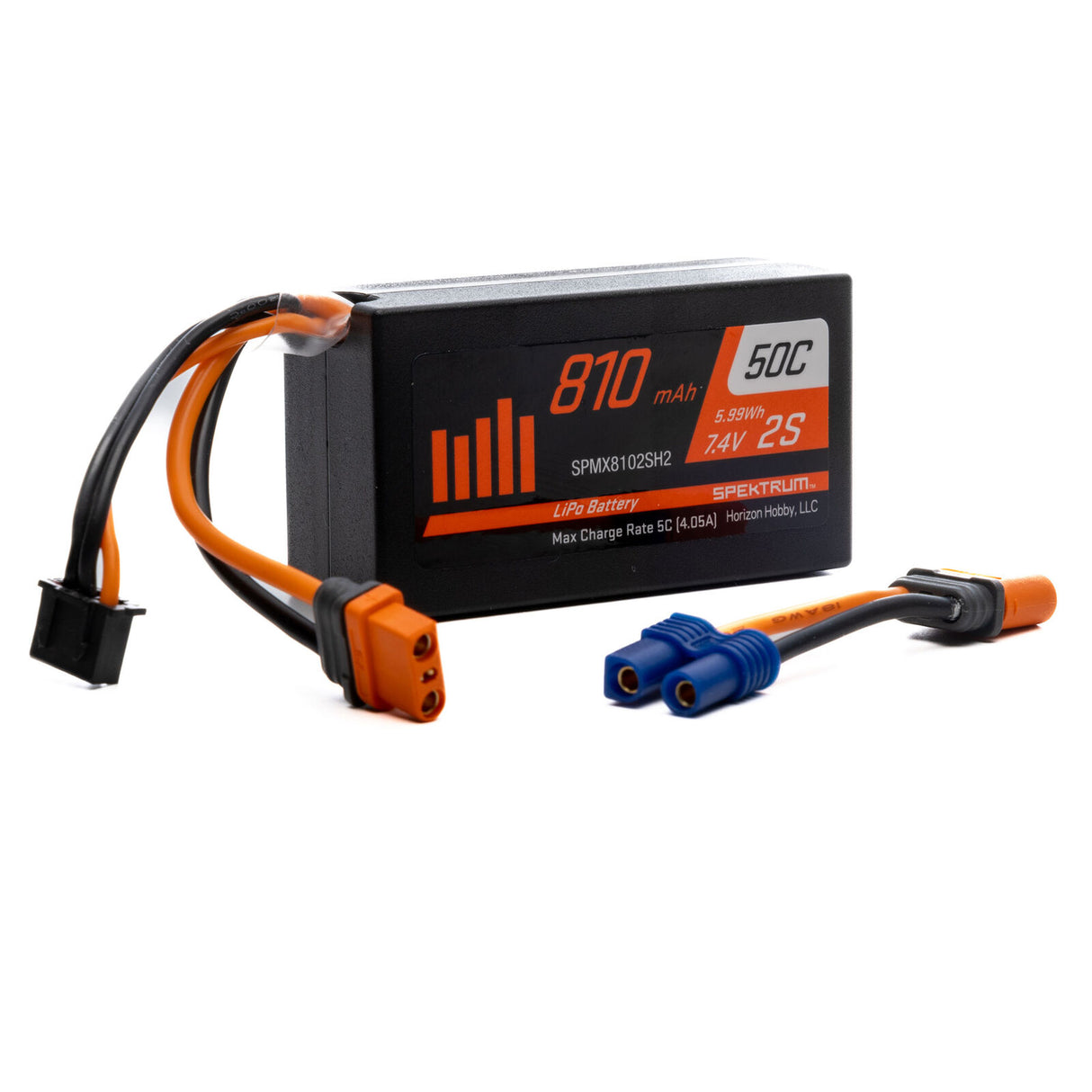 SPEKTRUM SPMX8102SH2 7.4V 810mAh 2S 50C LiPo Battery: IC2