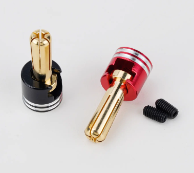 ISLANDHOBBYNUT Heatsink Bullet Plug Grips w/5mm Bullets (Black/Red)