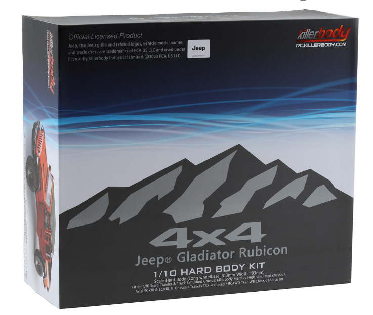 Killerbody Jeep Gladiator 1/10 Rock Crawler Hard Body Kit (White) (313mm Wheelbase)