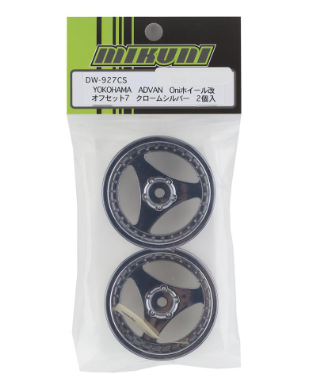 Mikuni Yokohama DW-927CS Advan Oni Kai Drift Wheels (Chrome Silver) (2) (7mm Offset) w/12mm Hex