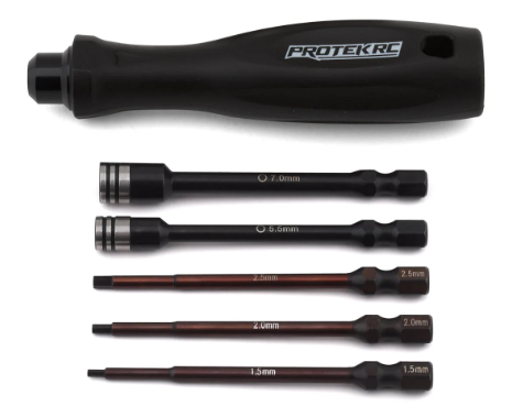 ProTek RC "TruTorque" 5-Piece 1/4" Drive Hex & Nut Driver Set (1.5, 2.0, 2.5mm Hex & 5.5, 7mm Nut Driver)