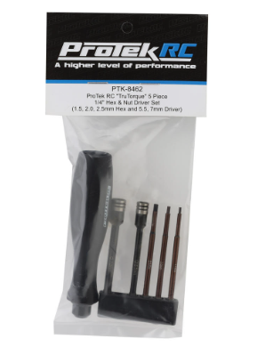 ProTek RC "TruTorque" 5-Piece 1/4" Drive Hex & Nut Driver Set (1.5, 2.0, 2.5mm Hex & 5.5, 7mm Nut Driver)