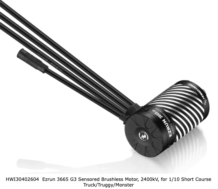 HOBBYWING 30402604 Ezrun 3665 G3 Sensored Brushless Motor, 2400kV, for 1/10 Short Course Truck/Truggy/Monster