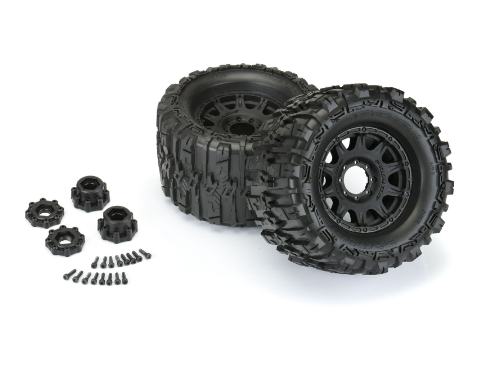 PROLINE RACING 1/8 Trencher HP BELTED F/R 3.8" MT Tires Mounted 17mm Black Raid (2)