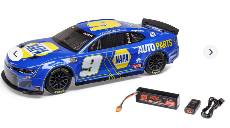 LOSI 1/12 NASCAR RC Racecar Chase Elliot No. 9 NAPA 2025 Chevrolet Camaro ZL1 2S AWD RTR Brushed On-Road (Battery & Charger Included)