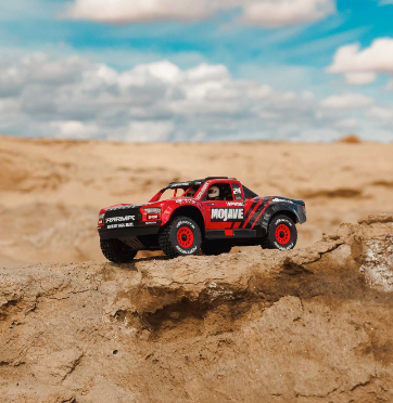 ARRMA ARA2104T1 MOJAVE GROM MEGA 380 Brushed 4X4 Small Scale Desert Truck RTR with Battery & Charger, Red/Black