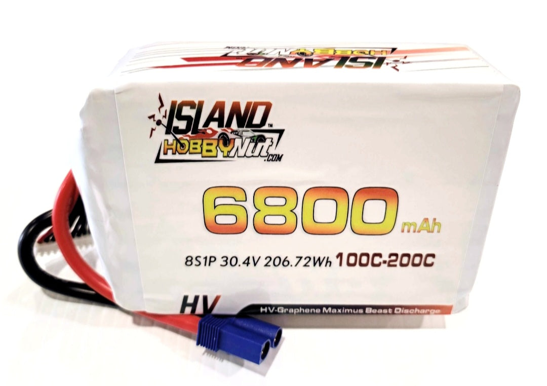 IslandHobbyNut 8s 6800 mah 30.4v 8s 100C - 200C LIPO BATTERY W/ QS8