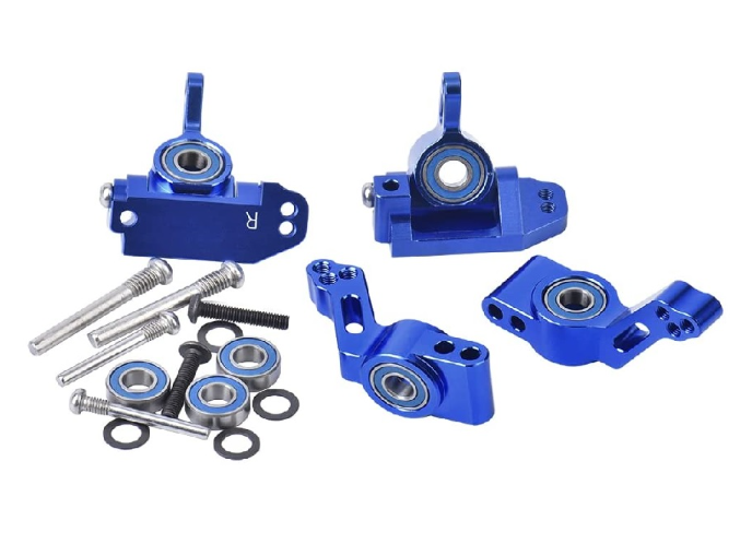 IHN – bloc de roulettes avant et blocs de direction en aluminium bleu, supports d'essieu arrière avec roulements à billes Traxxas 2WD Slash Rustler