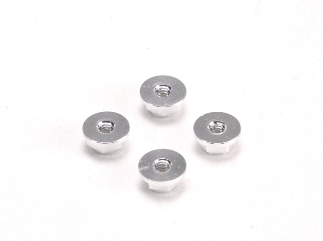 PN Racing 200409S Alm. 2mm Flanged Wheel Lock Nut - Silver