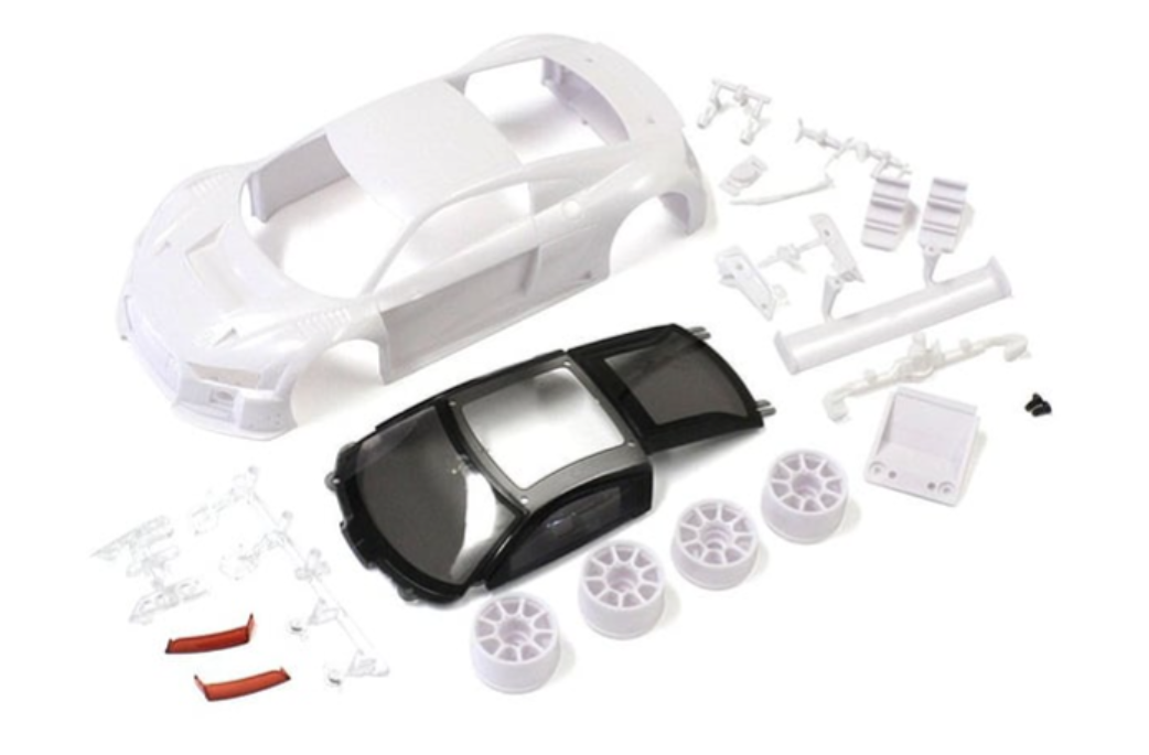 Kyosho Mini-Z MZN189 MM Audi R8 LMS 2015/16 White Body Set (w/2WD Wheels)