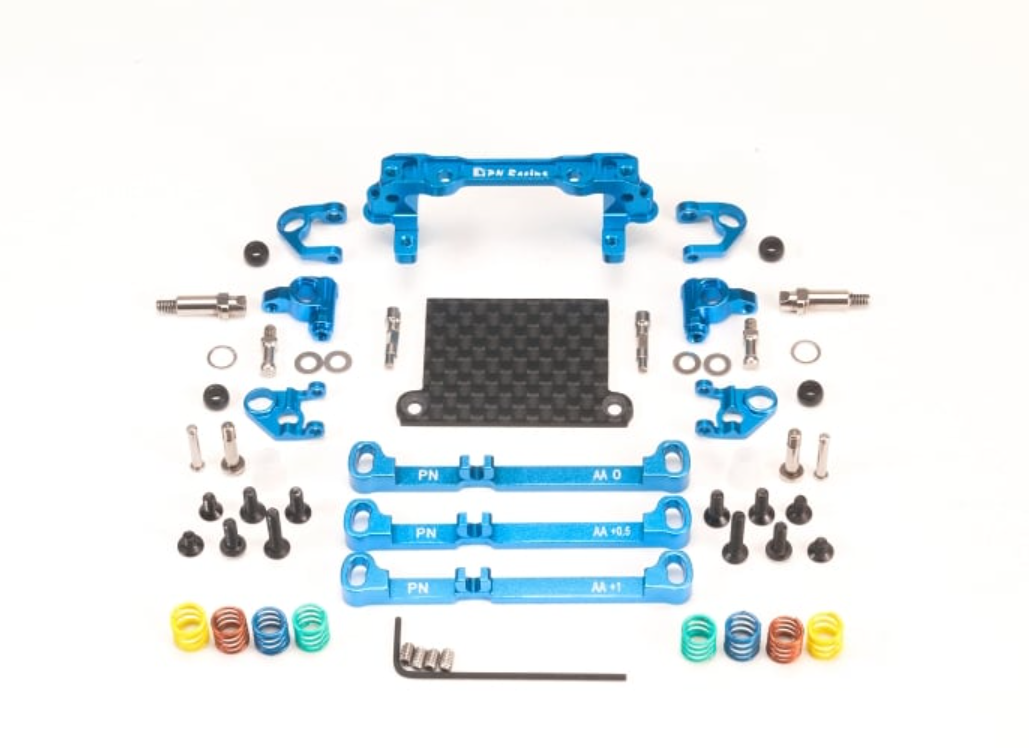 PN Racing MR3080B Mini-Z V4 MR03/PNR2.5W Double A-Arm Front Suspension (Blue)