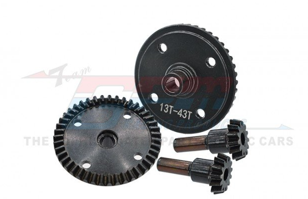 GPM RACING MAS1343TS/2 ARRMA SENTON 6S BLX SHORT COURSE Harden Steel #45 Front And Rear Differential Bevel Gear 43T & Pinion Gear 13T