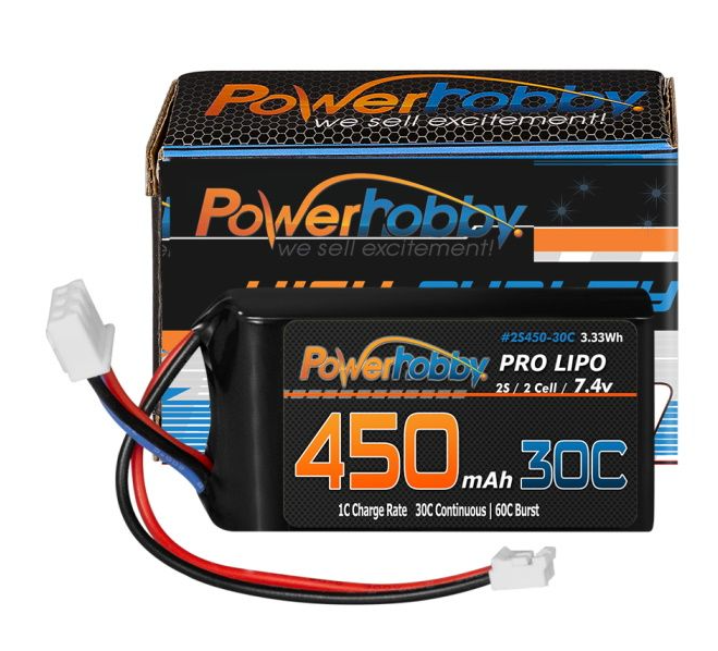 Powerhobby PHB2S45030C 2S 450mAh 30C Upgrade Lipo Battery for Axial SCX24