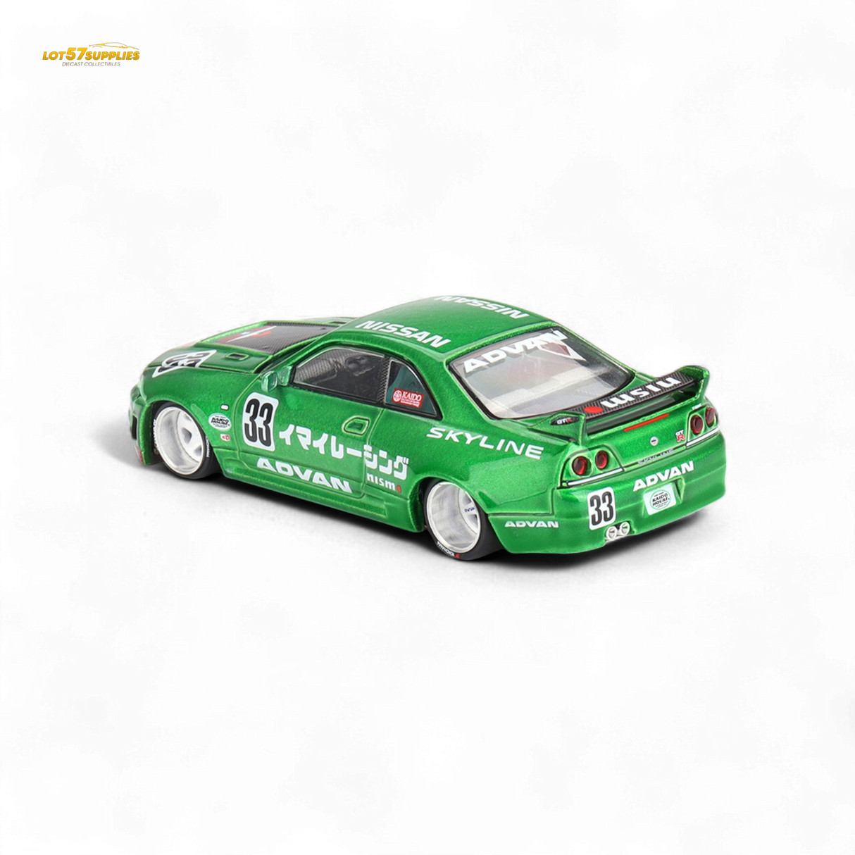 Mini GT x Kaido House Nissan Skyline GT-R R33 Imai Racing V1 Green 1:64