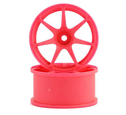 Mikuni DW-1227PI AVS Model T7 7-Spoke Drift Wheels (Pink) (2) (7mm Offset) w/12mm Hex
