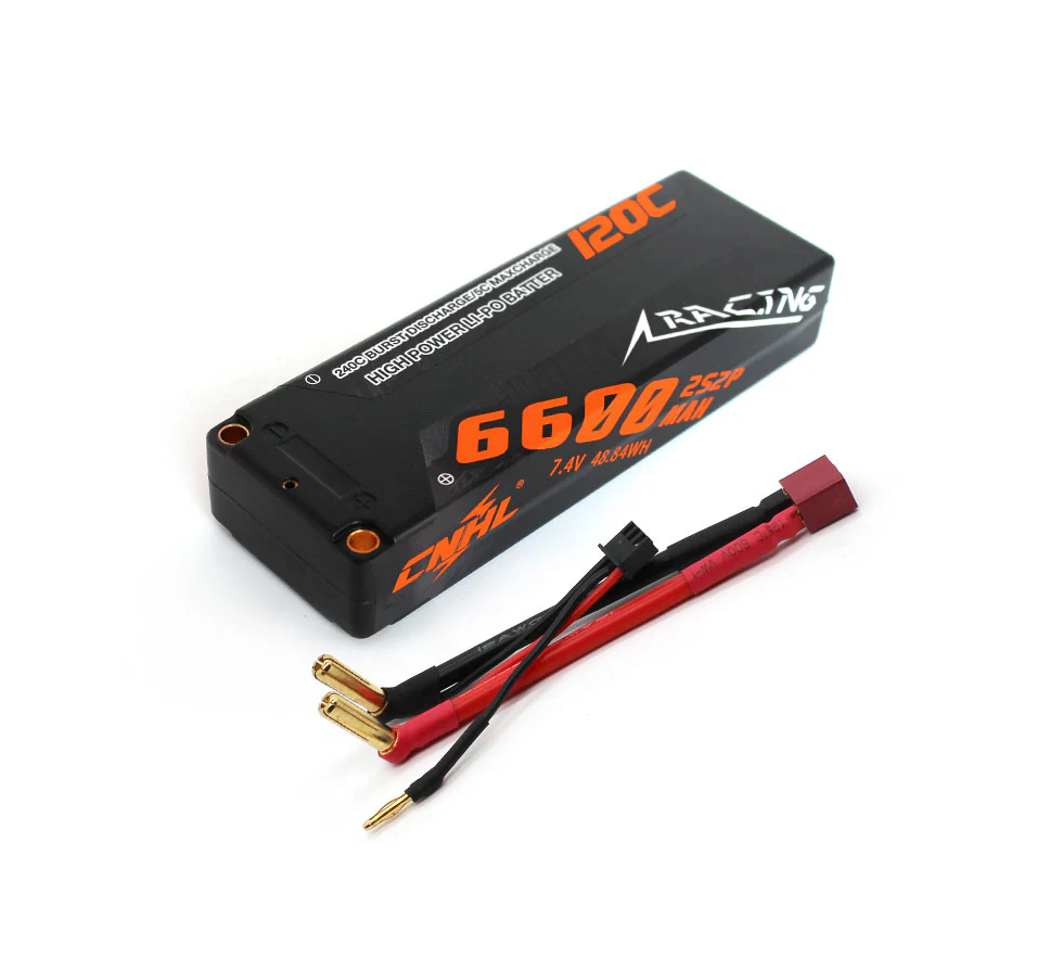 CNHL HC6601202X Series 6600mAh 7.4V 2S 120C Hard Case Lipo Battery with T/Dean Plug