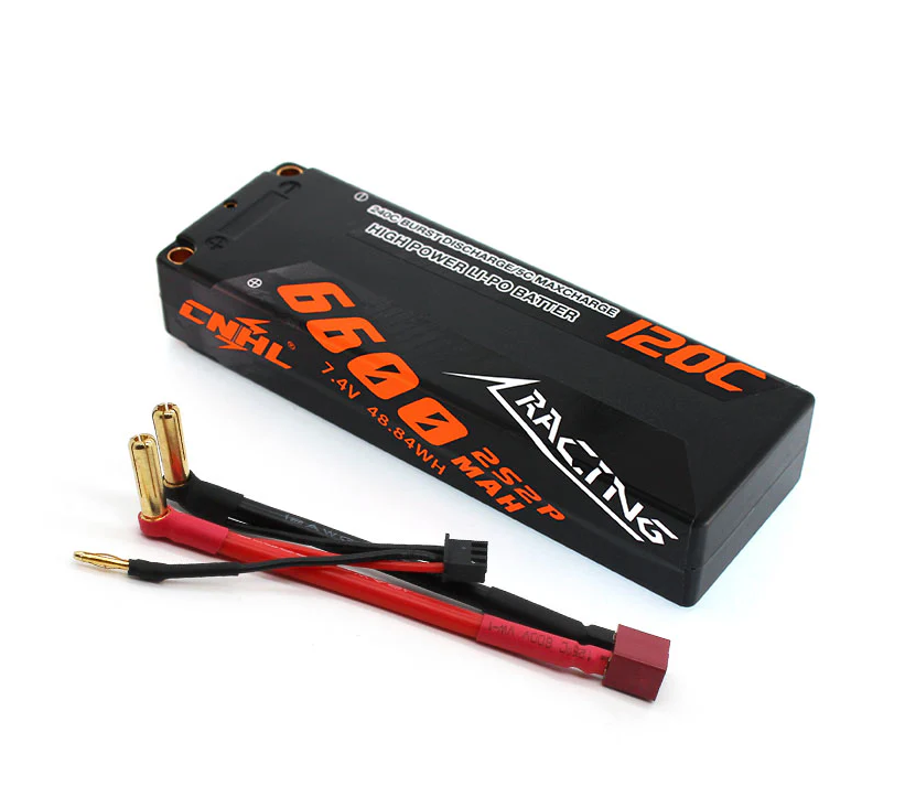 CNHL HC6601202X Series 6600mAh 7.4V 2S 120C Hard Case Lipo Battery with T/Dean Plug