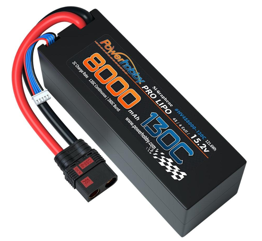 Powerhobby 4s 15.2V 8000MAH 130C HV + GRAPHENE Lipo Battery QS8 Plug Hard Case