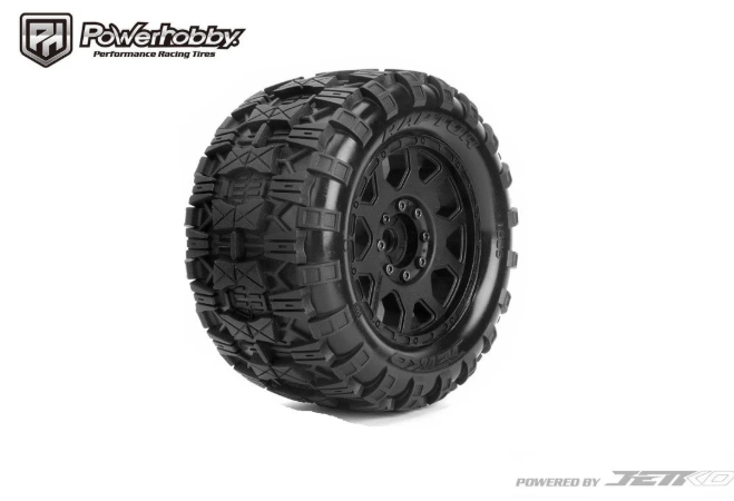 Powerhobby 1/8 MT 3.8 Raptor Belted Mounted Tires w Removable Hex Wheels (2)