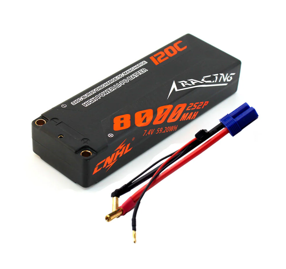 CNHL HC8001202XEC5Racing Series 8000mAh 7.4V 2S 120C Hard Case Lipo Battery with EC5 Plug