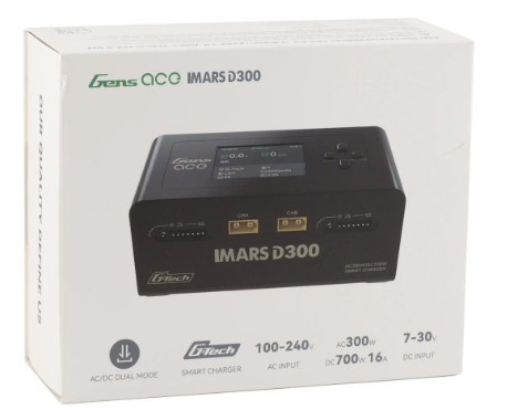 Gens Ace Imars D300 G-Tech Smart Dual AC/DC Charger (6S/16A) (White) (AC-300W) (DC-350W x2)