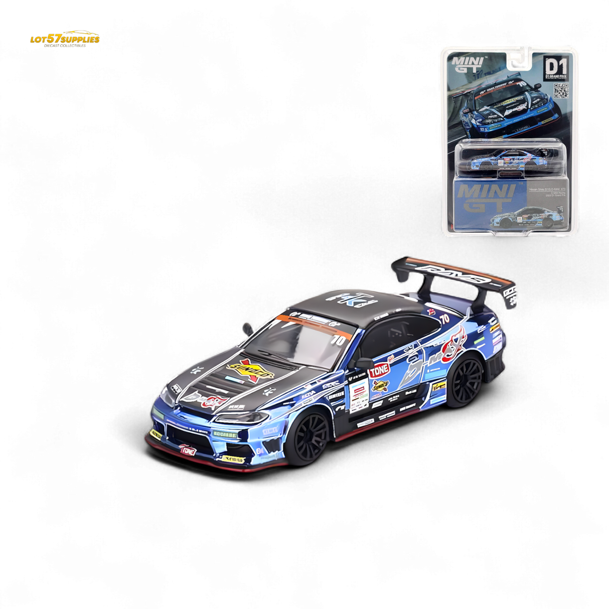 Mini-GT Nissan S15 Silvia D-MAX #70 Japan Exclusive 1:64