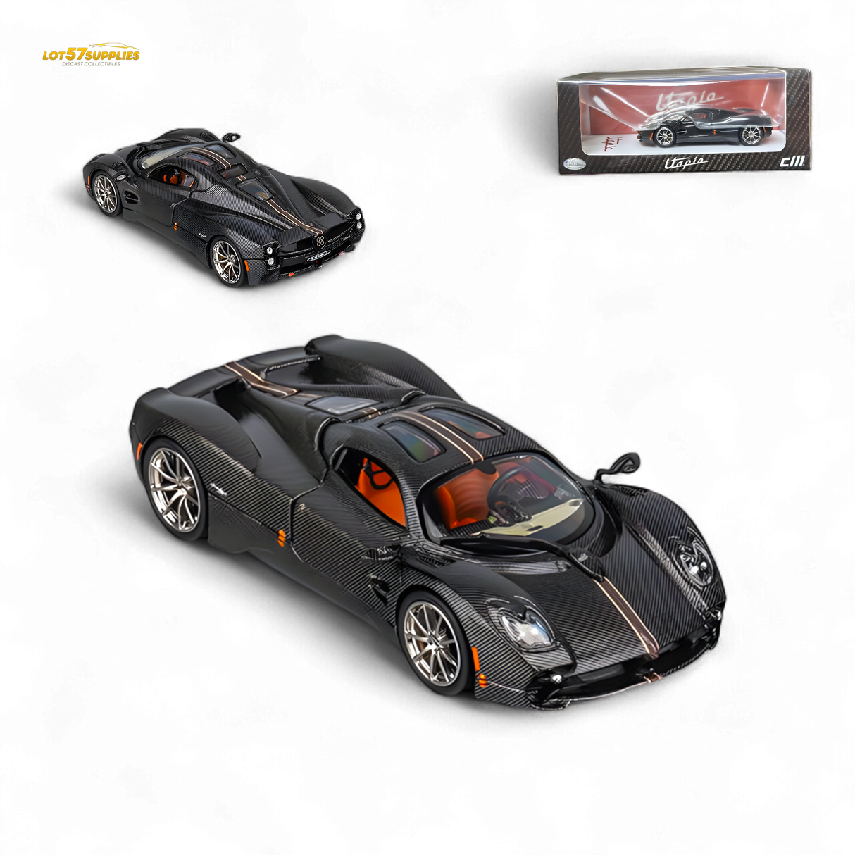 CM MODEL Pagani Utopia Fullcarbon Red Stripe 1:64